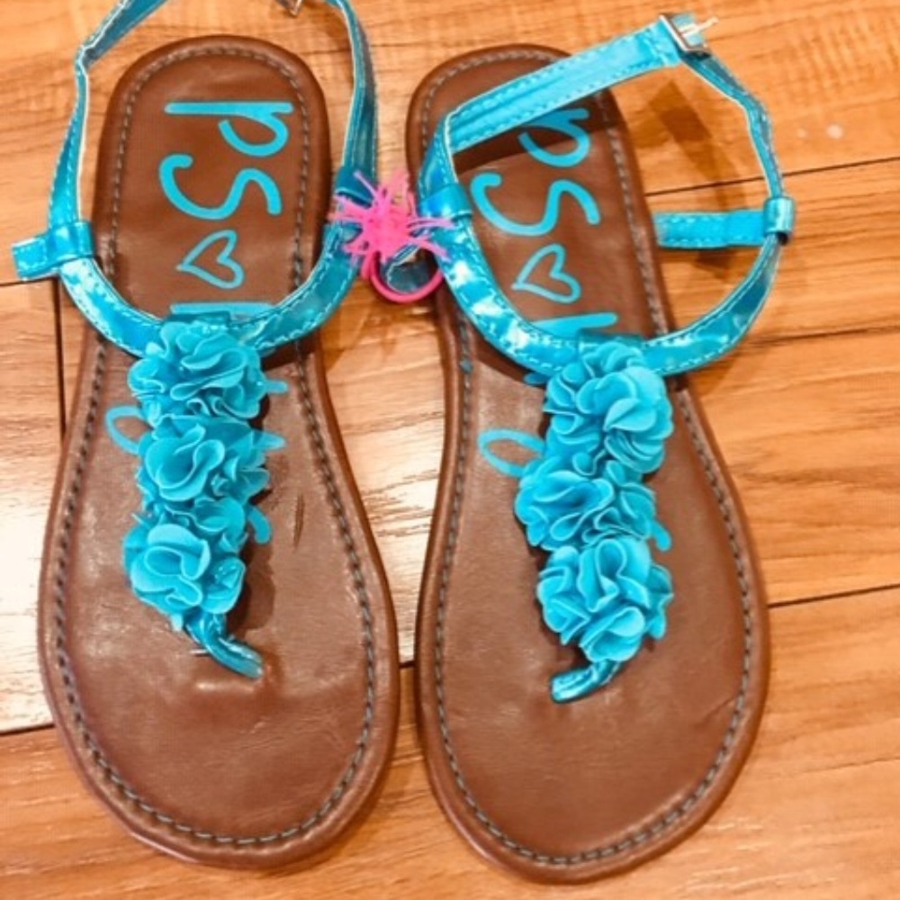 New girl aeropostale shoe sandals 3 teal floral flower